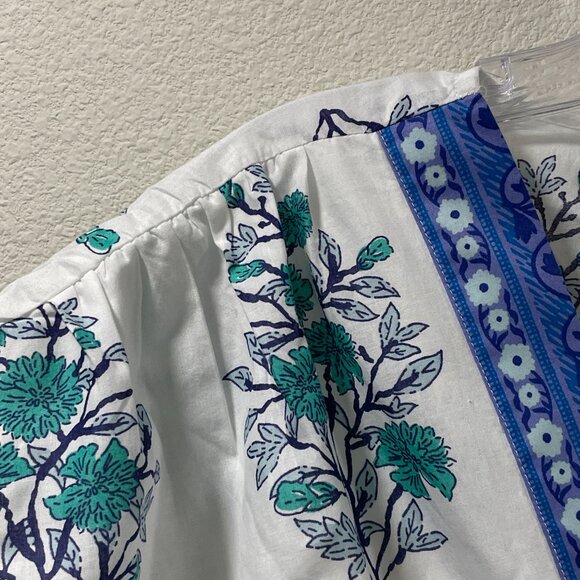 CECE (NWT) Sleeveless V-Neck Mini Dress Border Print Floral, White/Blue - L - Picture 7 of 12